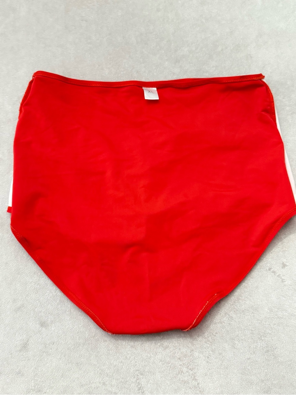 Women’s XL Two Piece Bikini Swimsuit Red High Waist Stripe Halter Bathing Suit - Picture 9 of 9